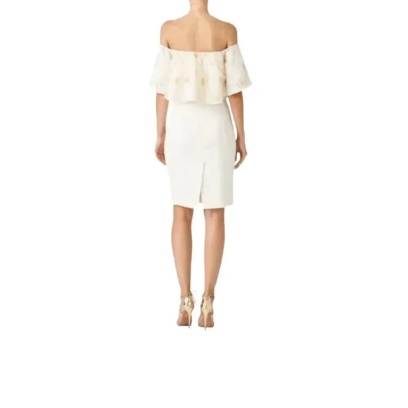Slate & Willow Golden Iris Dress Lace Ruffle Off Shoulder Sheath Party 12 RTR - Picture 2 of 9